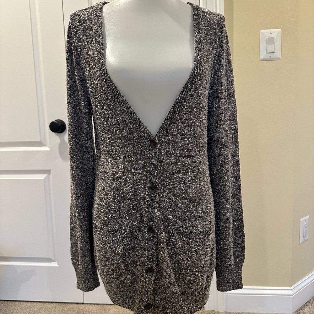 Women's Grey Button-Up Sweater
